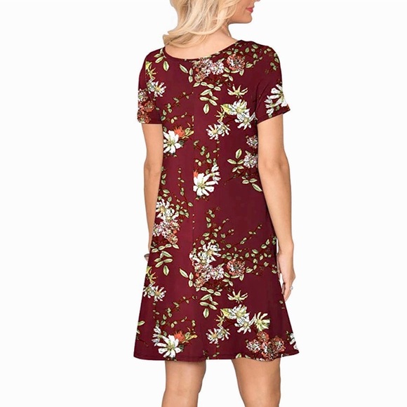 5⭐️Fave! Floral swing dress in burgundy floral - Picture 4 of 8